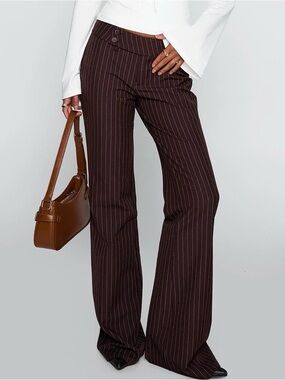 Pinstripe Pants in Dark Brown